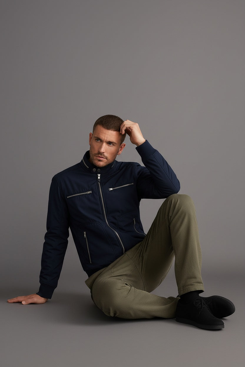 Men Colourblocked Bomber Jacket