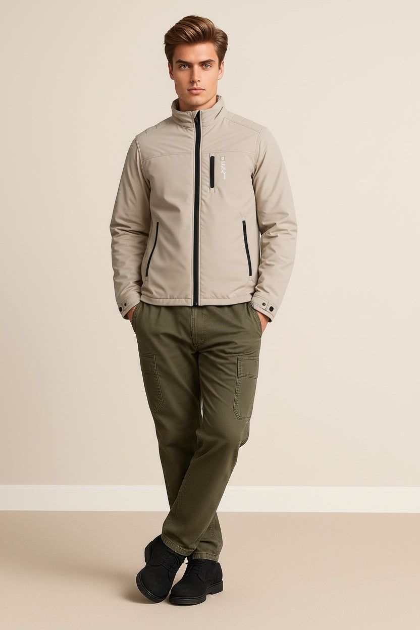 Men Stone Lightweight Woven Jacket
