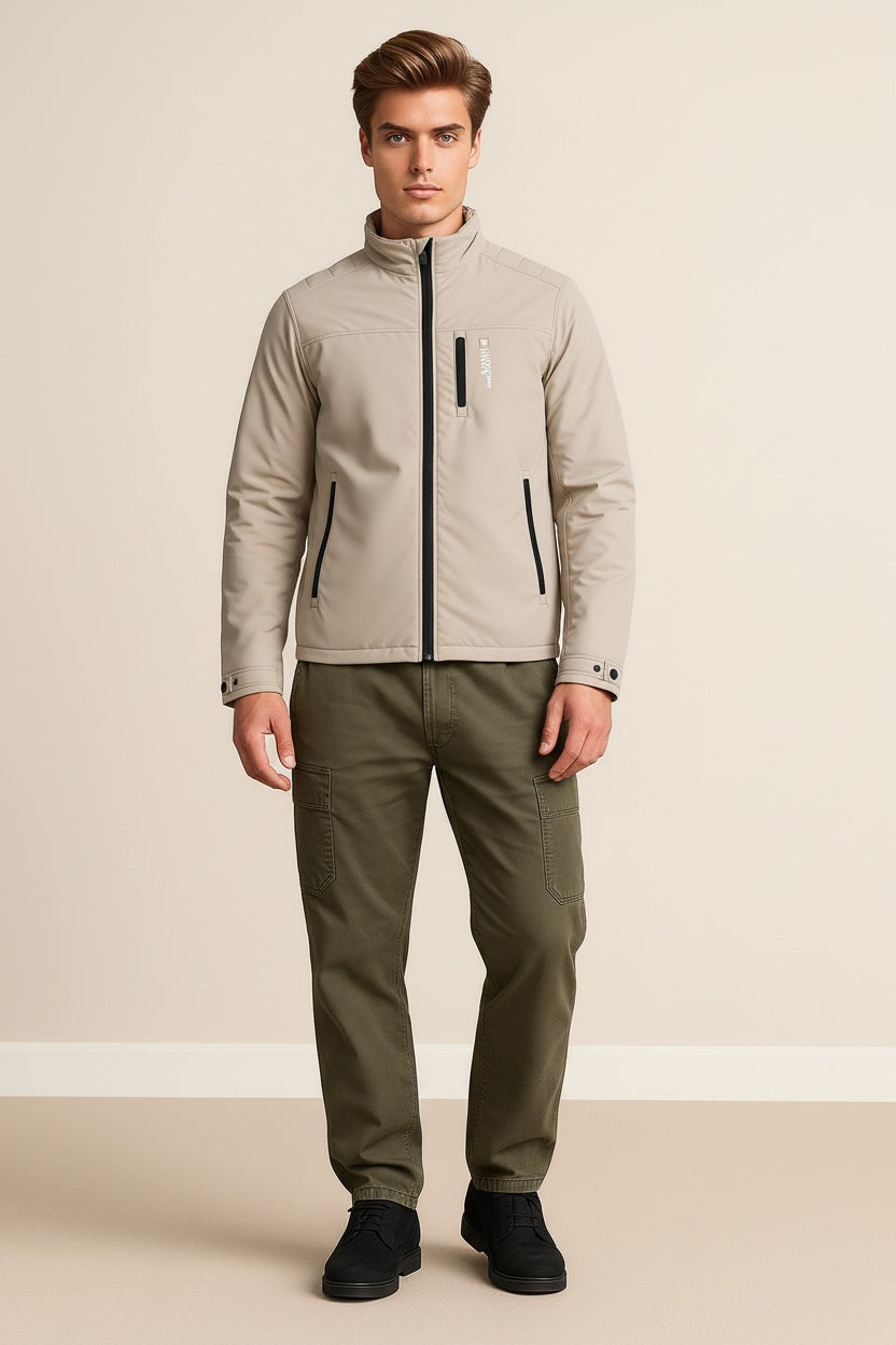 Men Stone Lightweight Woven Jacket