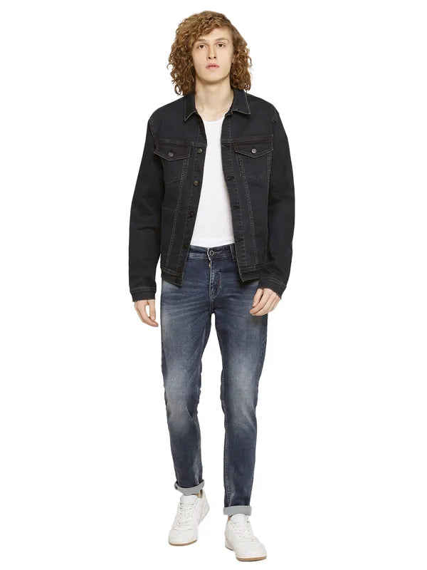 Mettle Men Denim Spread Collar Jacket