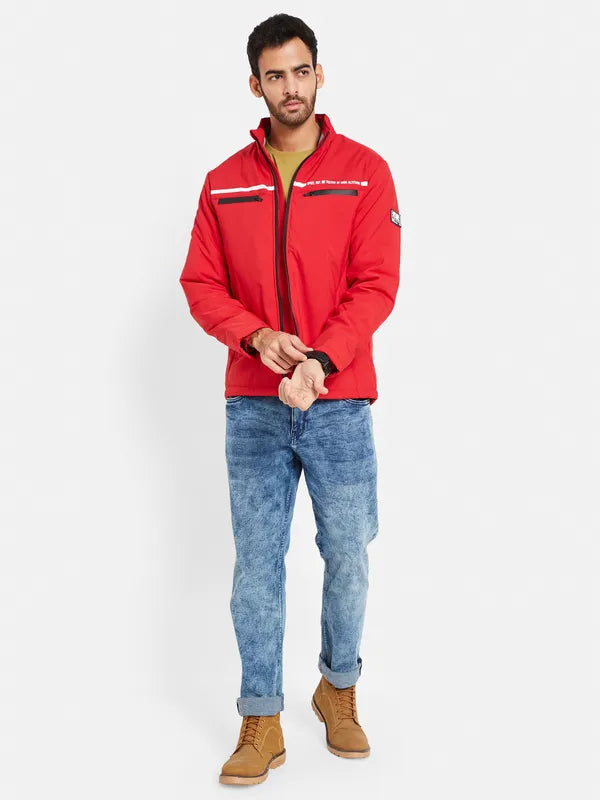 Mettle Men Red Washed Colourblocked Longline Tailored Jacket