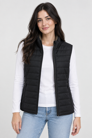 Women’s Black-Espresso Reversible Lightweight Ultra-Warm Puffer Gilet – Regular Fit
