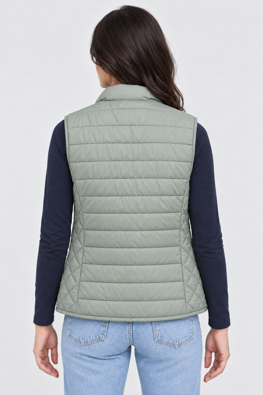 Women’s Dark Mint-Cream Reversible Lightweight Ultra-Warm Puffer Gilet – Regular Fit