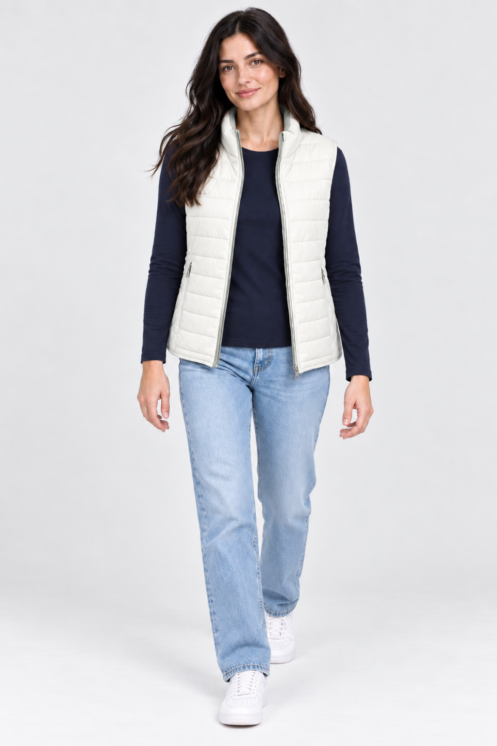 Women’s Dark Mint-Cream Reversible Lightweight Ultra-Warm Puffer Gilet – Regular Fit