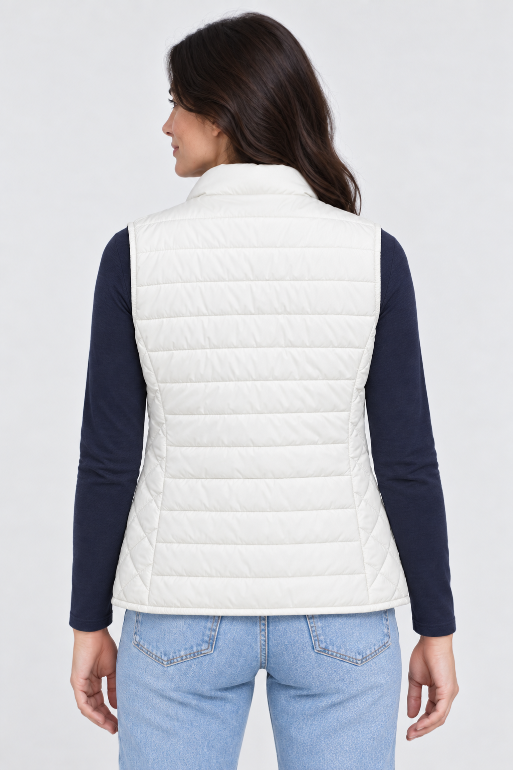 Women’s Dark Mint-Cream Reversible Lightweight Ultra-Warm Puffer Gilet – Regular Fit