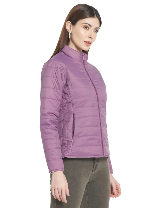 Mettle Women Purple Stand Collar Padded Jacket