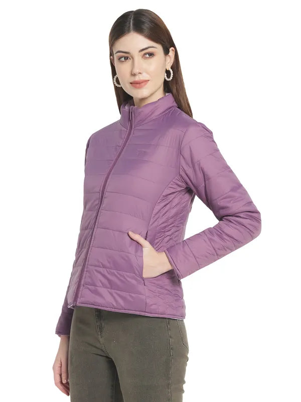 Mettle Women Purple Stand Collar Padded Jacket