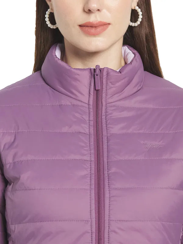 Mettle Women Purple Stand Collar Padded Jacket