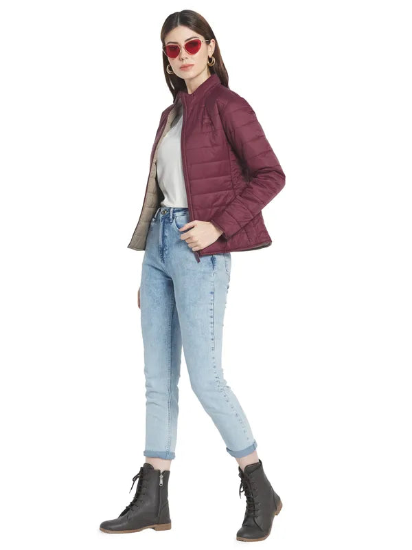 Mettle Women Maroon Padded Jacket