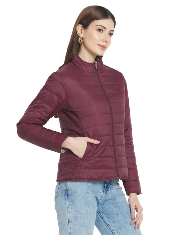 Mettle Women Maroon Padded Jacket