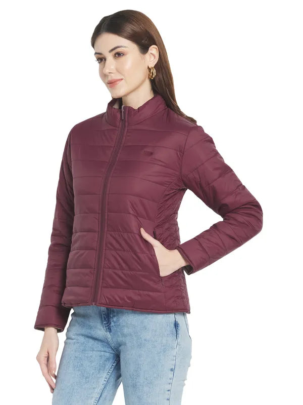 Mettle Women Maroon Padded Jacket