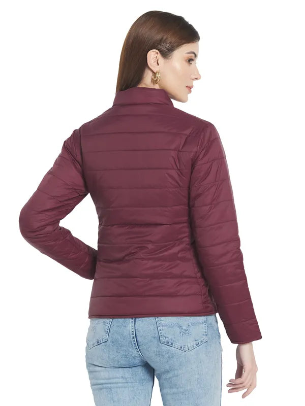 Mettle Women Maroon Padded Jacket