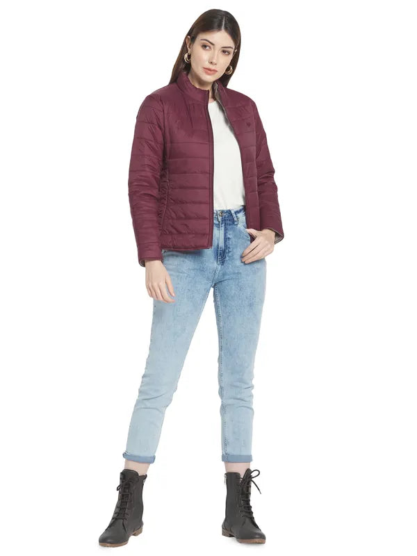 Mettle Women Maroon Padded Jacket