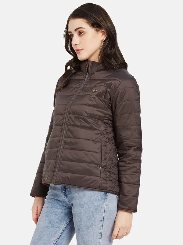 Mettle Women Brown Crop Puffer Jacket