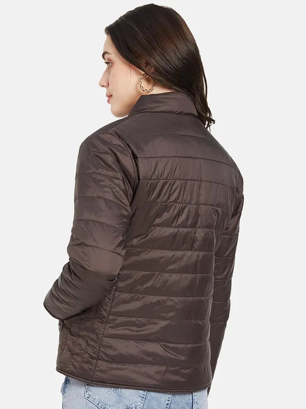 Mettle Women Brown Crop Puffer Jacket