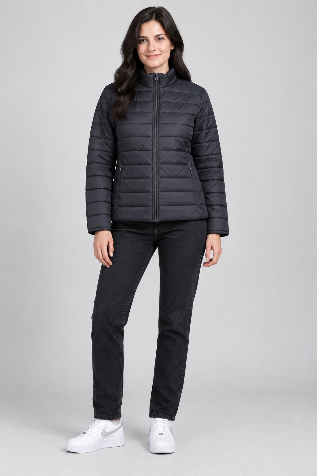 Women’s Lightweight Reversible Woven Puffer Jacket – Black & Wine Regular Fit