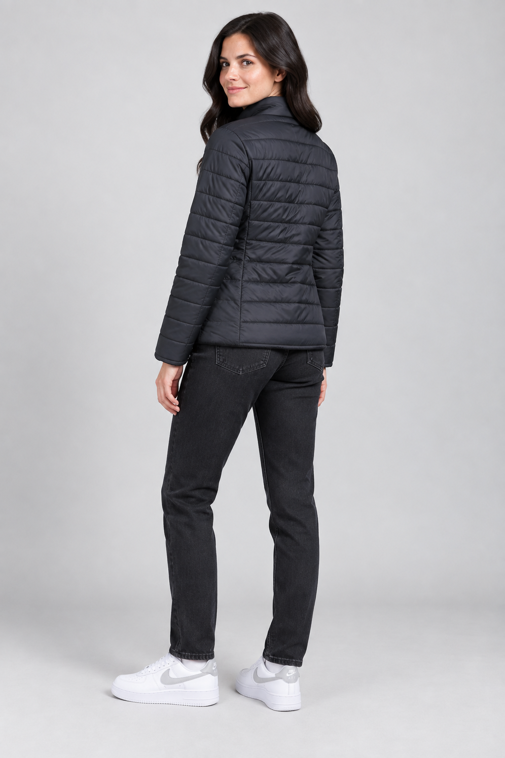 Women’s Lightweight Reversible Woven Puffer Jacket – Black & Wine Regular Fit