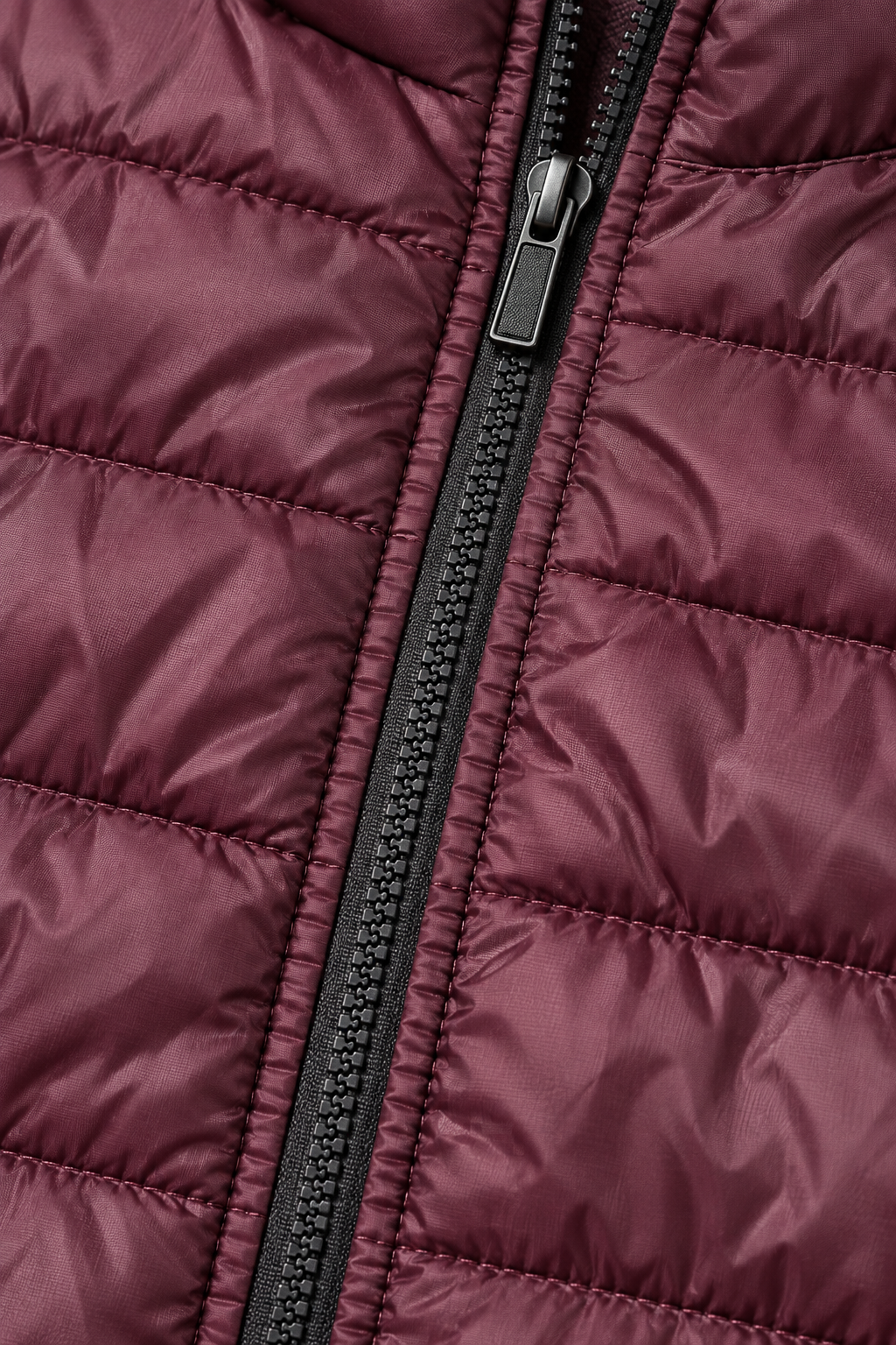 Women’s Lightweight Reversible Woven Puffer Jacket – Black & Wine Regular Fit