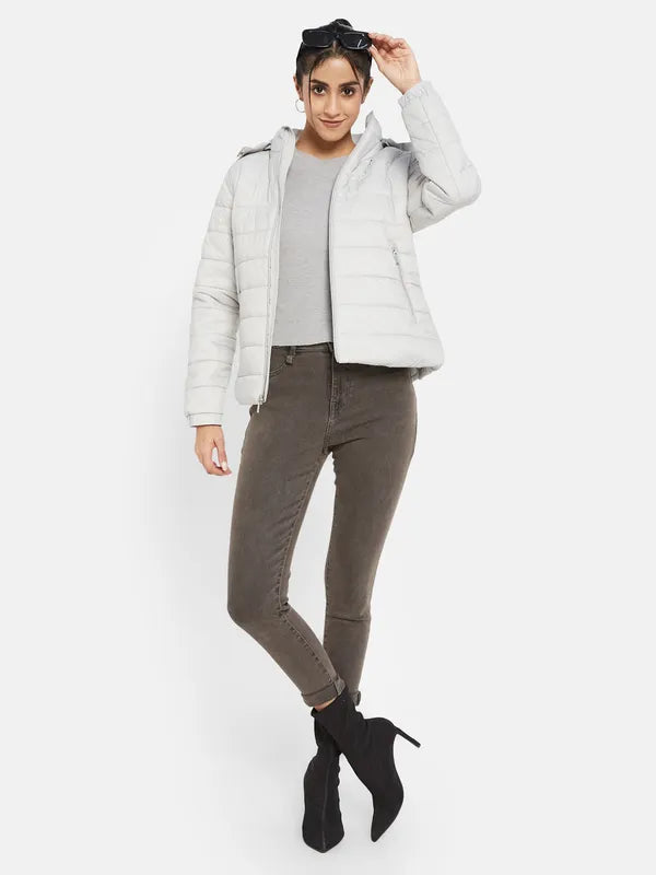 Mettle Women Grey Knitted Jacket