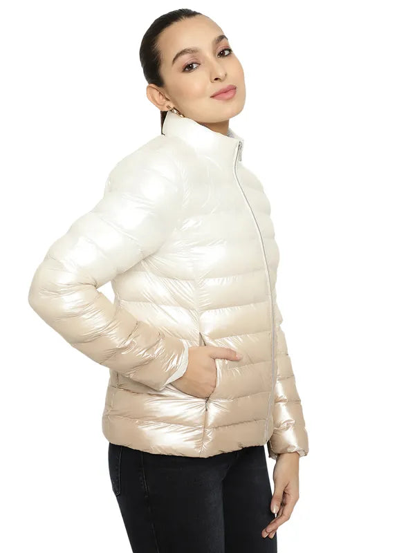 Mettle Women White Floral Puffer Jacket