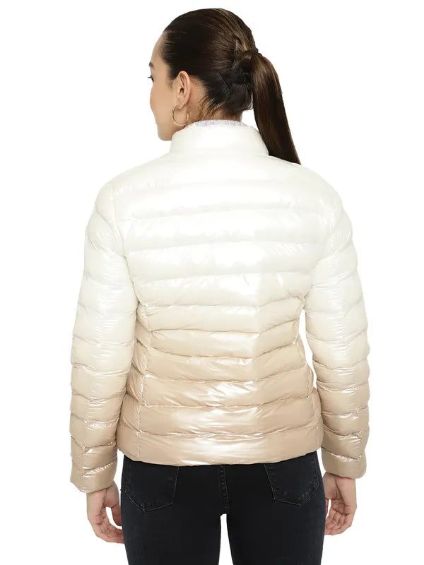 Mettle Women White Floral Puffer Jacket