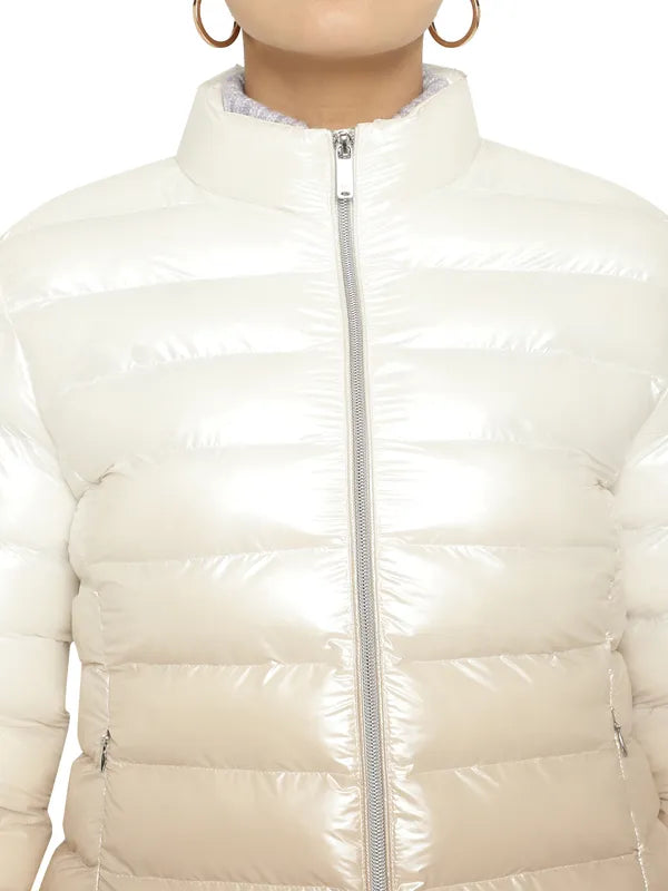 Mettle Women White Floral Puffer Jacket