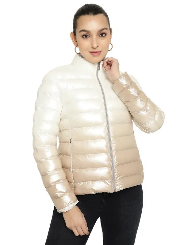 Mettle Women White Floral Puffer Jacket