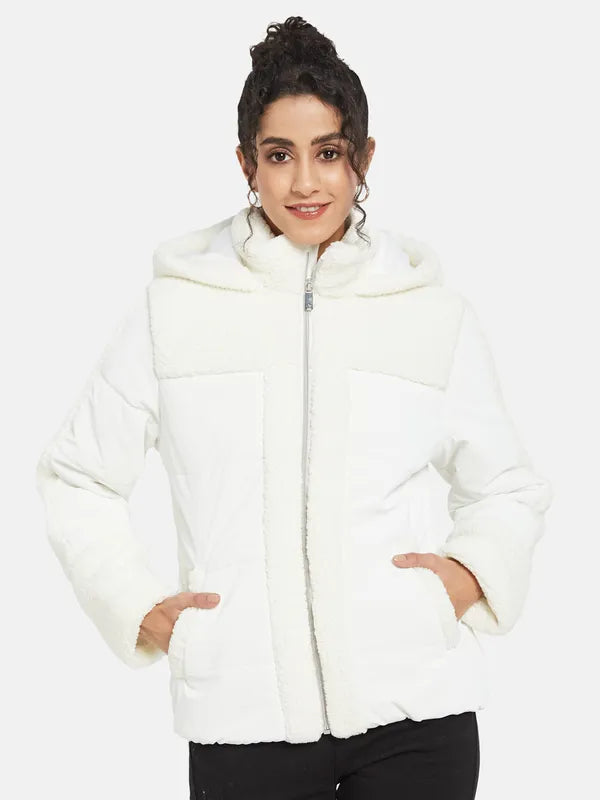 Mettle Women White Knitted Jacket