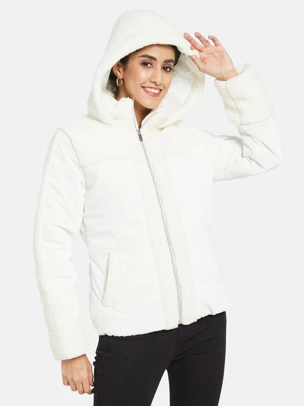 Mettle Women White Knitted Jacket