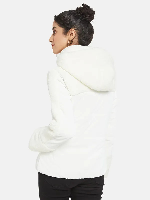 Mettle Women White Knitted Jacket