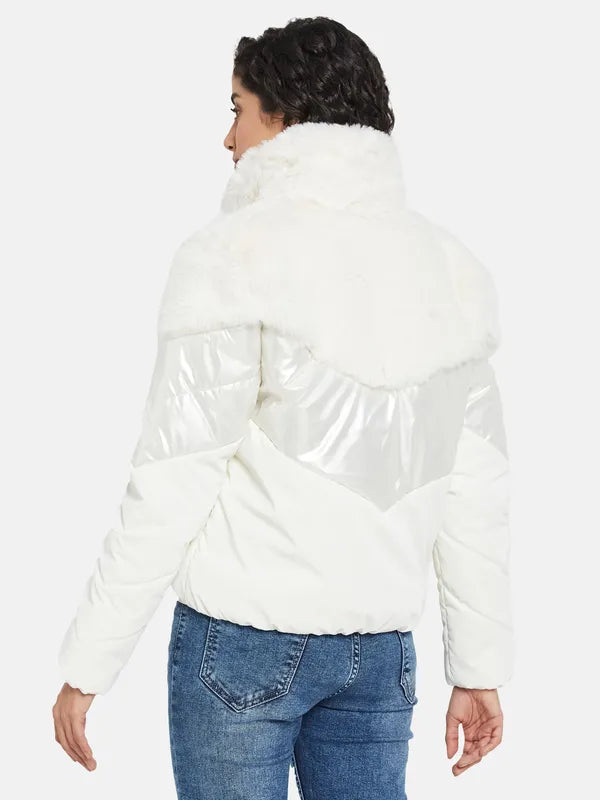 Mettle Women White Knitted Jacket