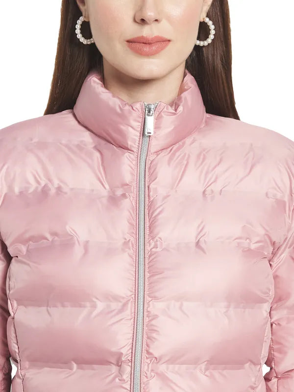 Mettle Women Pink Stand Collar Padded Jacket