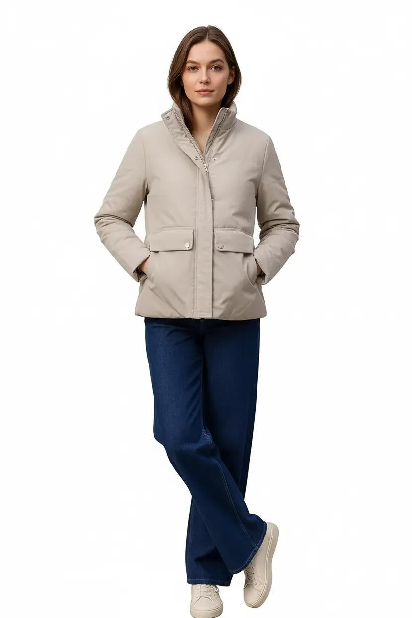Women Solid Mandarin Neck Jacket