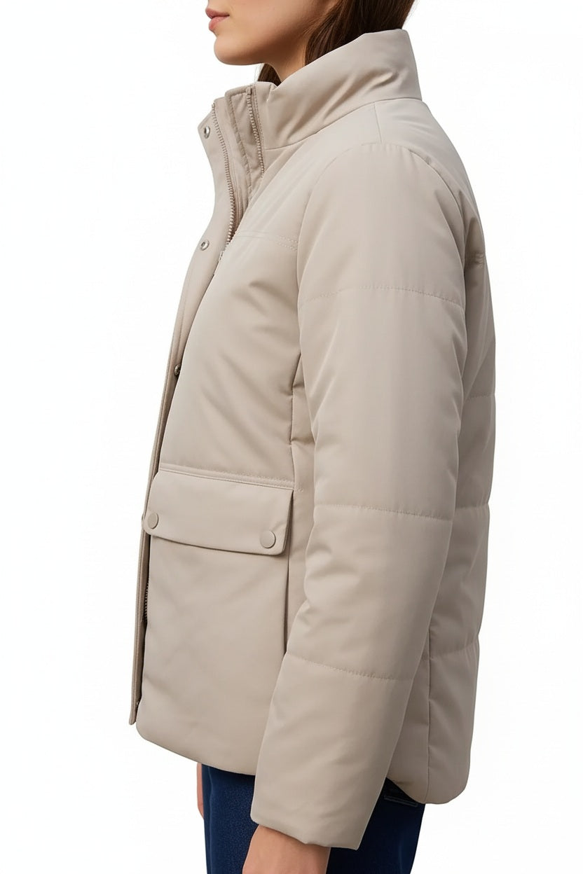 Women Solid Mandarin Neck Jacket