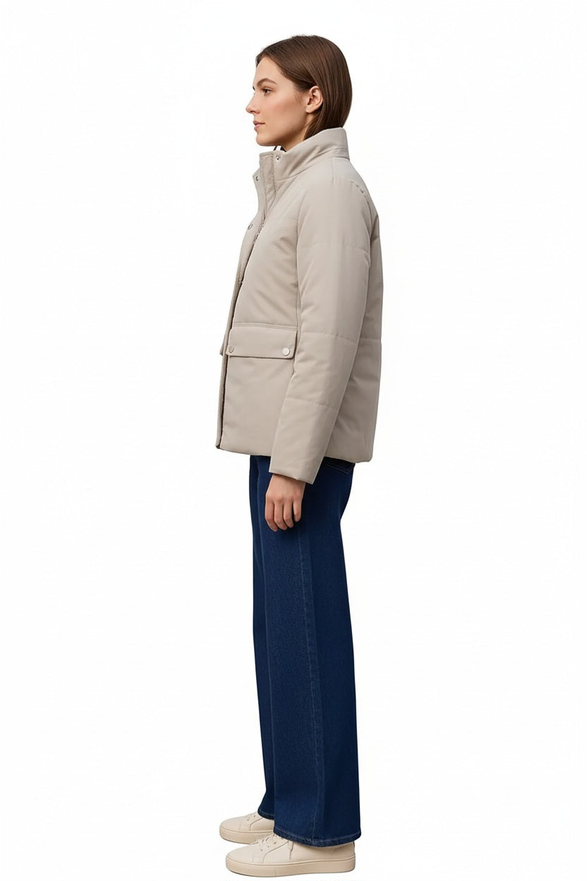 Women Solid Mandarin Neck Jacket
