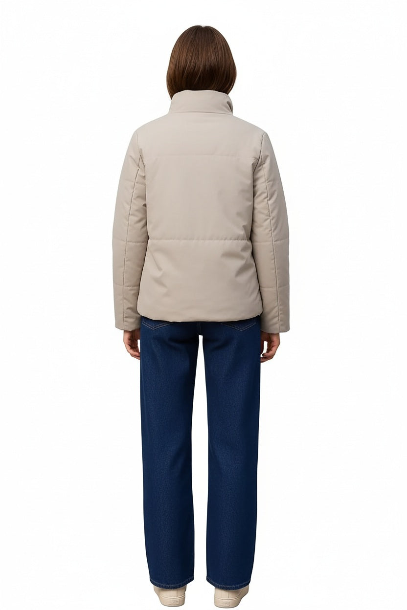 Women Solid Mandarin Neck Jacket