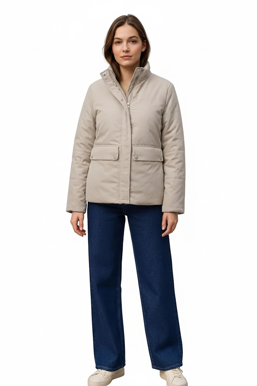 Women Solid Mandarin Neck Jacket