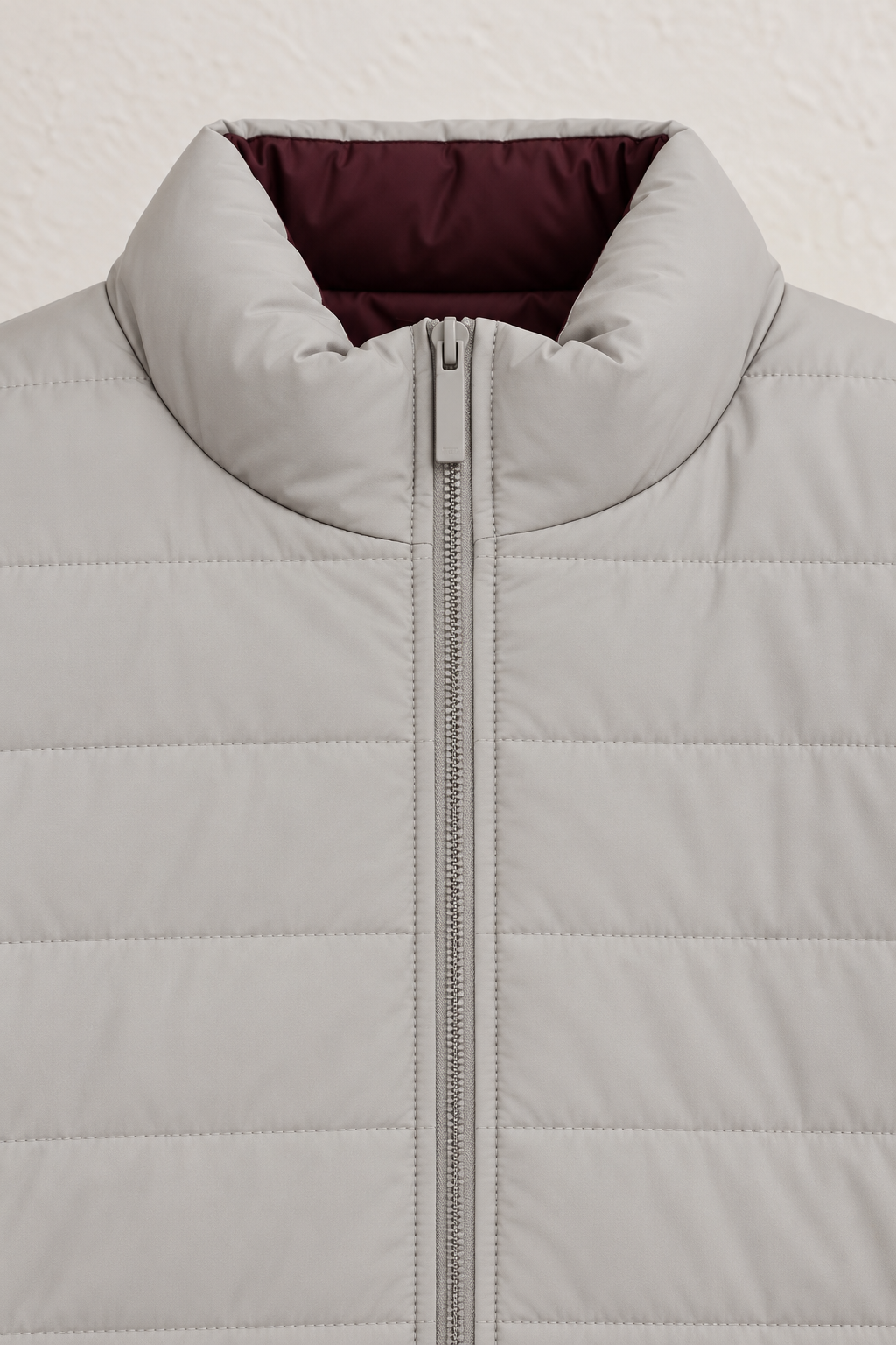 Women's Reversible Silver Mink & Wine Woven Quilted Jacket