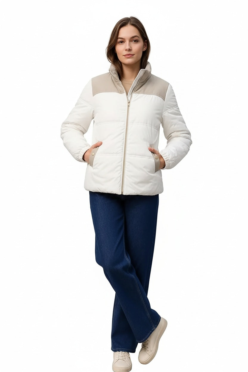 Women Colourblocked Mandarin Neck Jacket