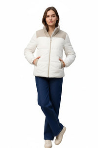 Women Colourblocked Mandarin Neck Jacket