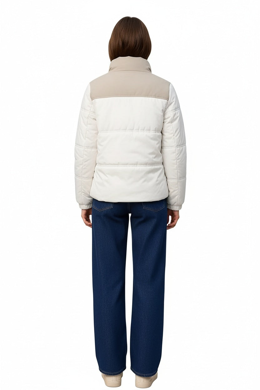 Women Colourblocked Mandarin Neck Jacket