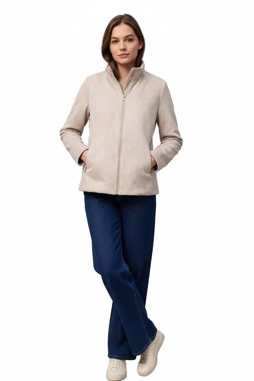 Women Solid Mandarin Neck Jacket