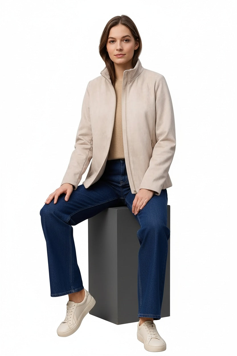 Women Solid Mandarin Neck Jacket