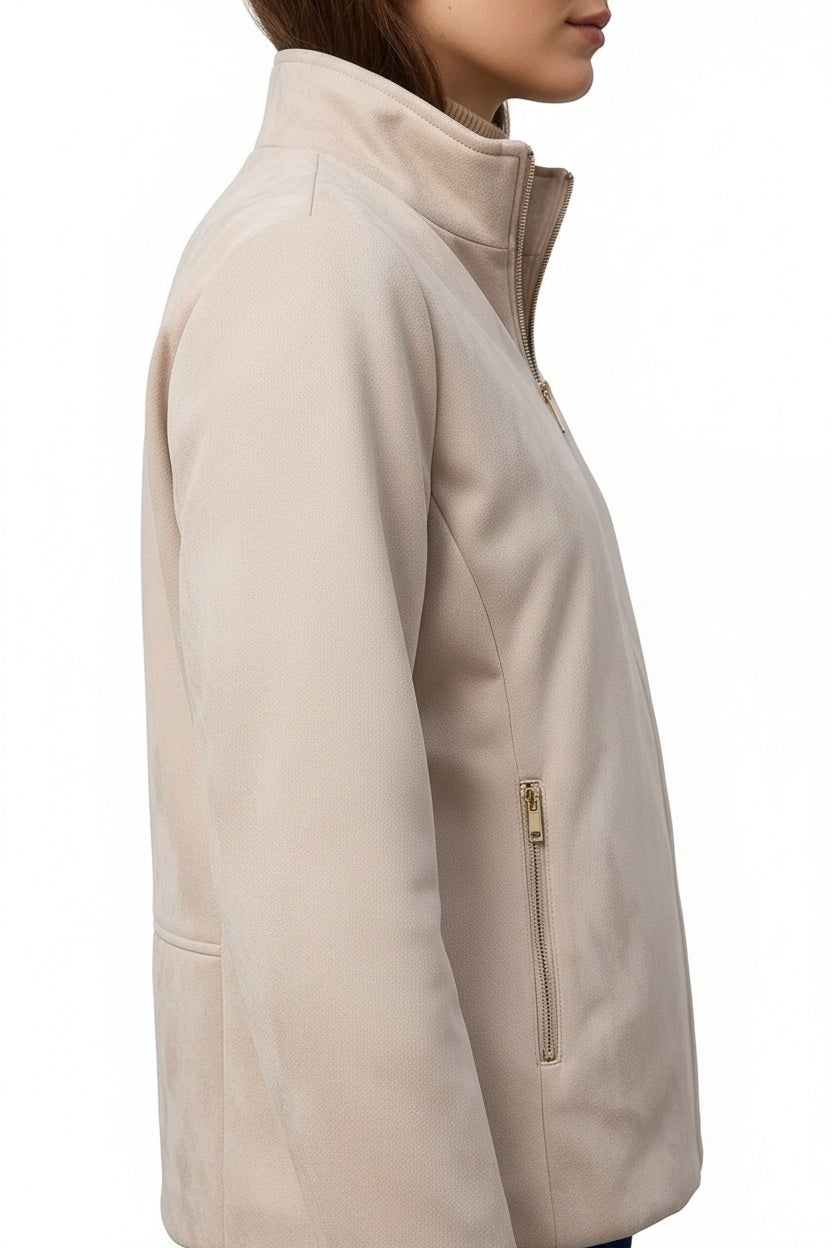 Women Solid Mandarin Neck Jacket