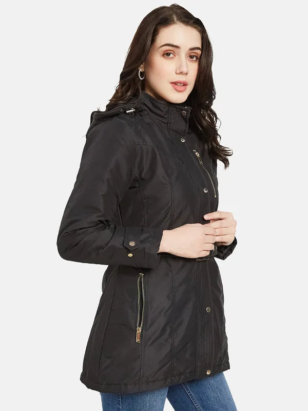 Mettle Women Black Longline Parka Jacket