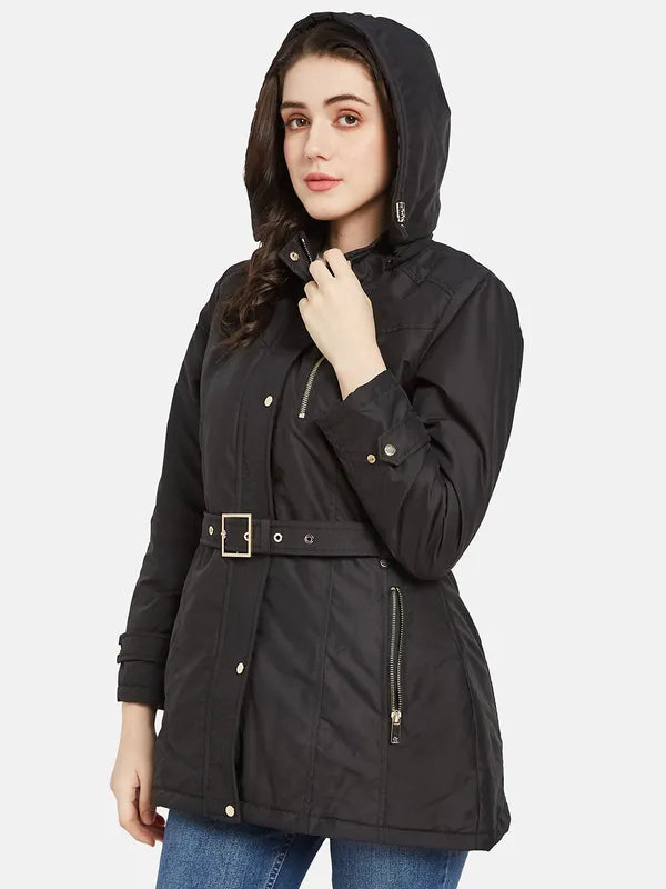 Mettle Women Black Longline Parka Jacket