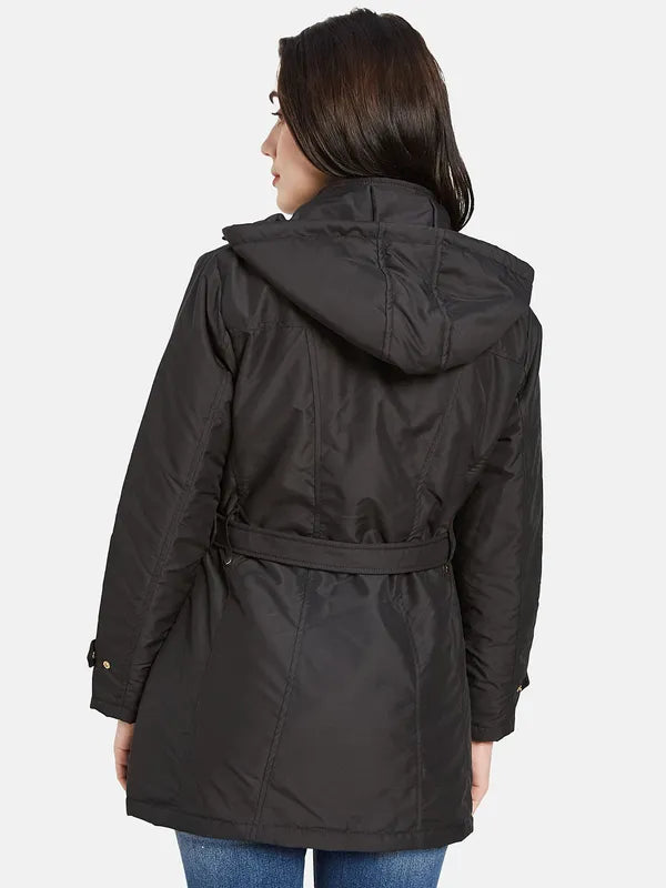 Mettle Women Black Longline Parka Jacket