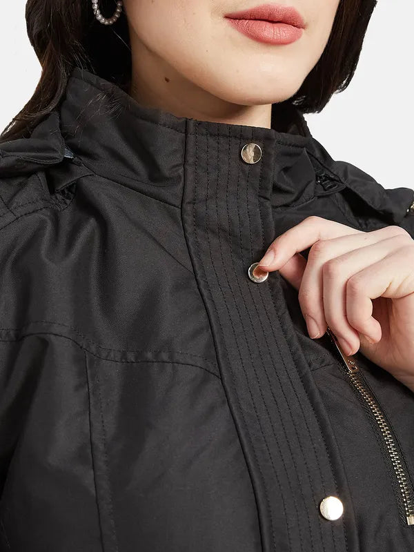 Mettle Women Black Longline Parka Jacket