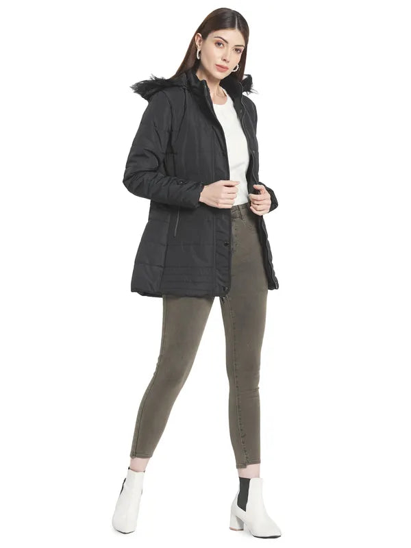 Mettle Women Black Longline Parka Jacket