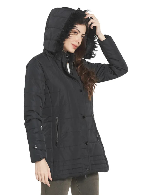 Mettle Women Black Longline Parka Jacket